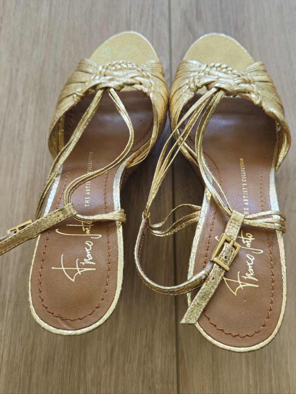 Franco Sarto The Artist Collection Gold Wedge Sandals Size 7